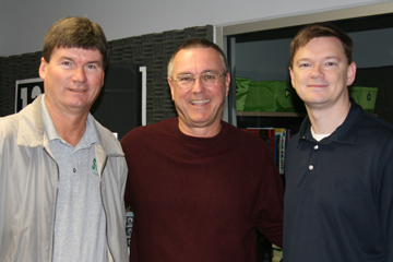 Shane and Michael with country music producer and song writer Blake Mevis in February, 2013 