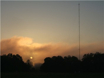 199' tower at sunrise, located behind the WTLS studios on the banks of the Tallapoosa in the industrial park