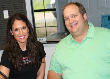 Tallassee's own and Atlanta Falcons cheerleader Jennifer Turner with Miles Hathcock in the WTLS studio
